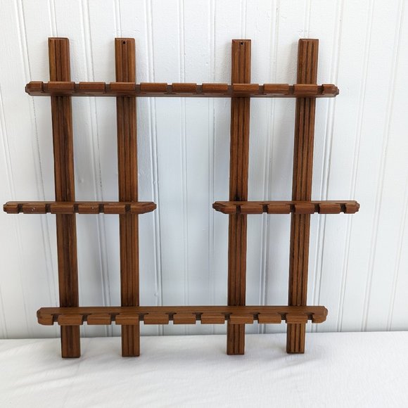 Wall Decor Vintage Wood Spoon Display Rack Holds 3 Souvenir Spoons
